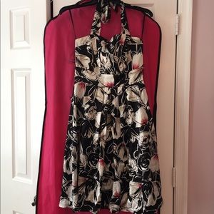 Multi color tie halter top dress